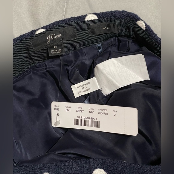 NWT J.Crew pencil No.2 skirt in polka-dot navy white size 2 - Picture 5 of 6